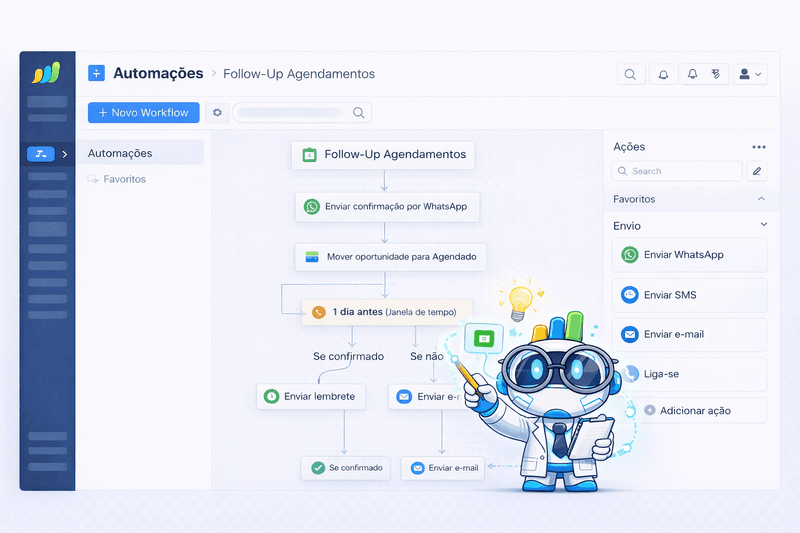 Automações: follow-up, confirmação, recall, reativação