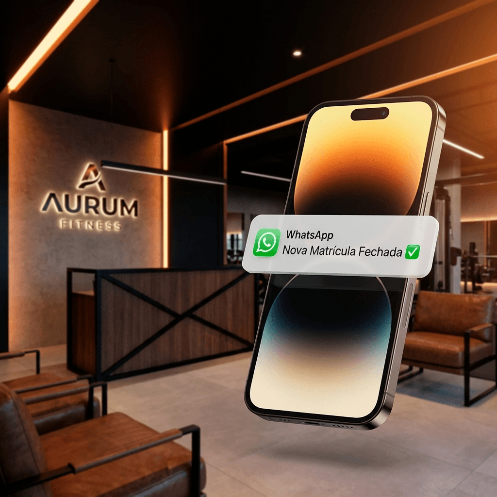 Painel do AcademiaBot mostrando conversas WhatsApp, agenda e métricas